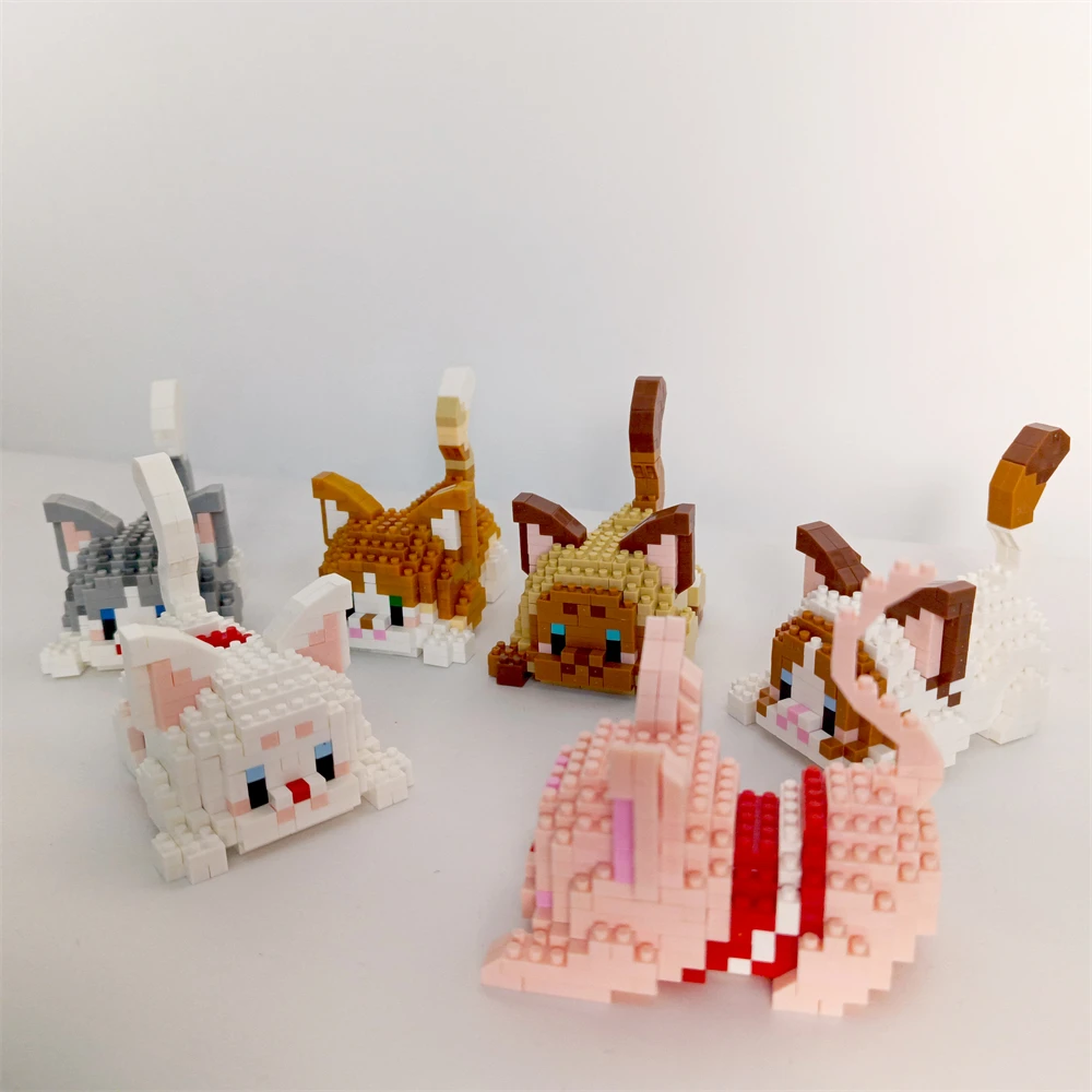 Niedliche Mini-Katzen-Mikro-Bausteine – Zwei Montagemethoden, Endloser Spaß, Neujahrsgeschenk für Mädchen, Einfache Puzzle-Dekoration – Detail 16