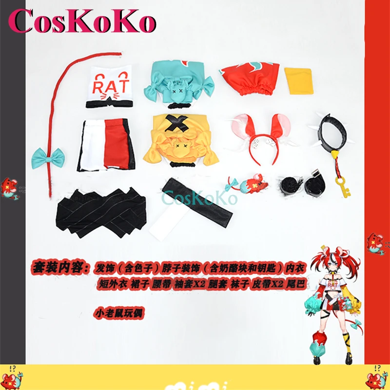 CosKoKo Hakos Baelz Cosplay Anime Vtuber Hololive English Costume Sweet Nifty Lovely Uniform Halloween Party Role Play Clothing