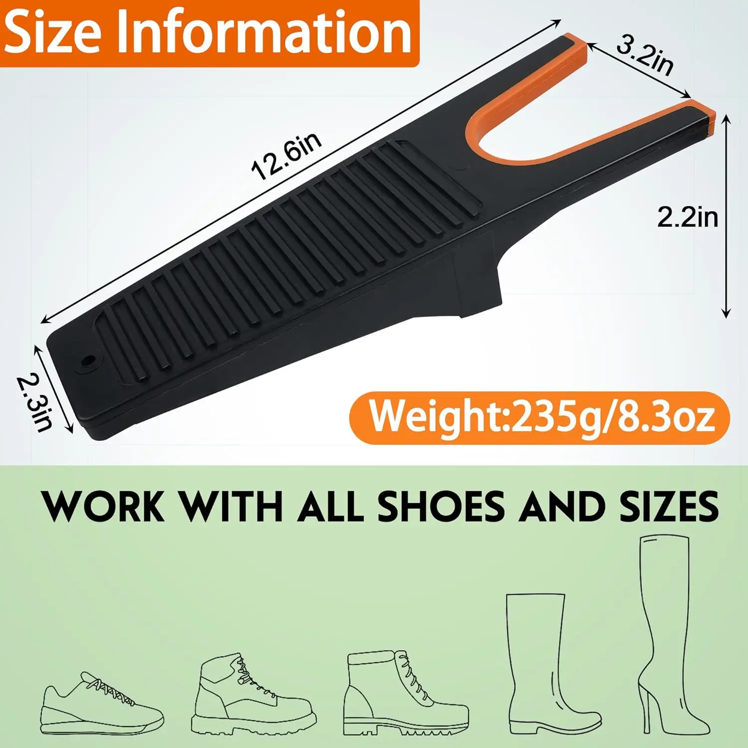 مقبس التمهيد مع مقابض مطاطية غير ملطخة مزيل التمهيد لأحذية رعاة البقر مجتذب التمهيد للخواض وأحذية العمل