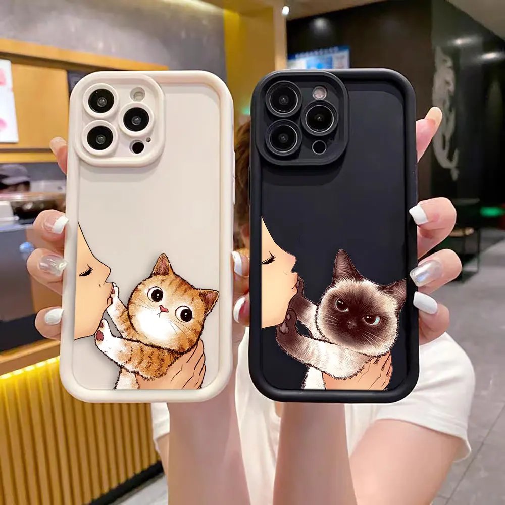 

Cute Lovely Cat Kiss Phone Case For Xiaomi POCO F8 F7 ULTRA F5 F4 F3 C40 M6 M7 X3 X4 GT X5 X6 X7 PRO TPU Case DIY Shell Cover