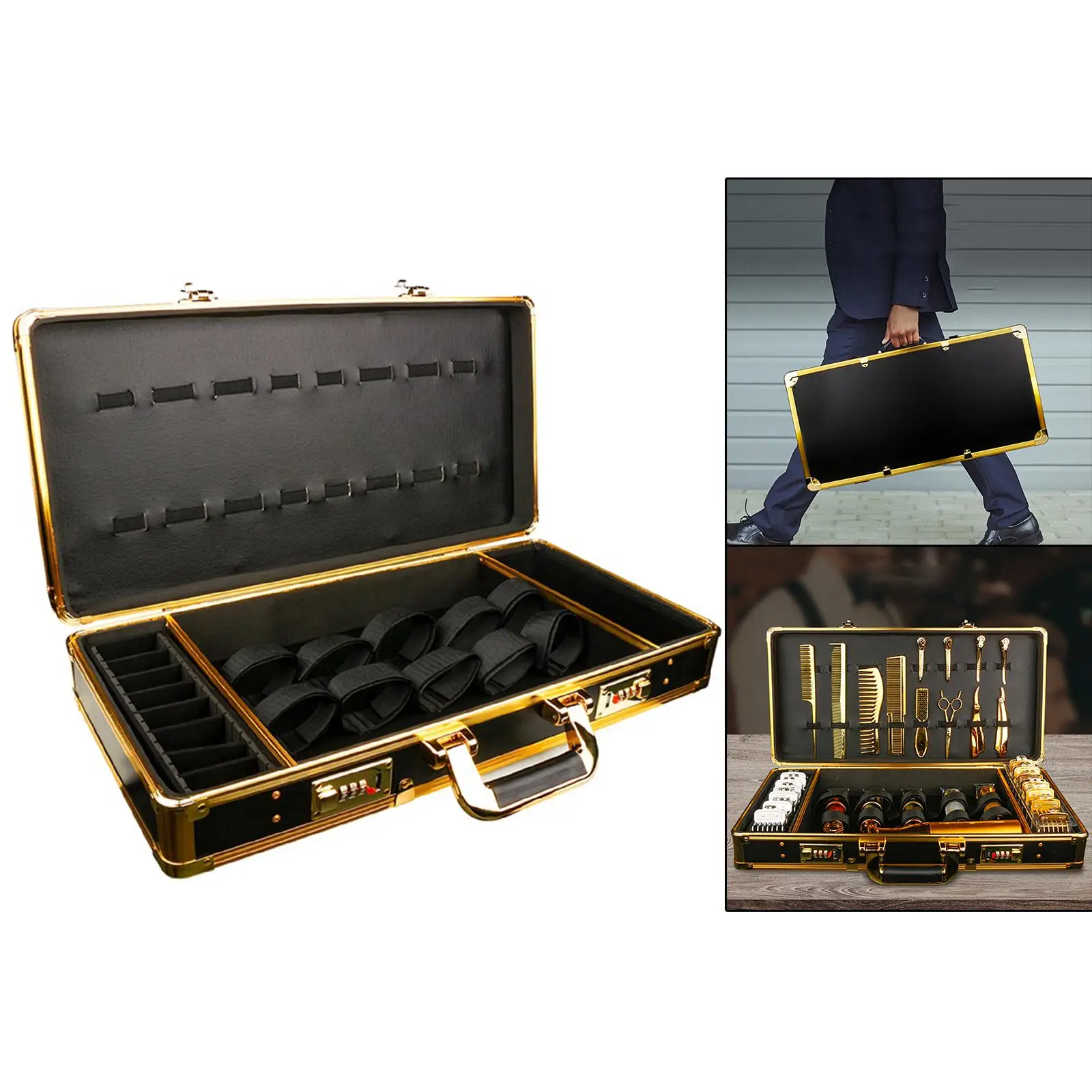 Barber Carrying Case with Password Lock Large Capacity Hairdressing Case Organizer Storage Box for Scissors Combs Stylists