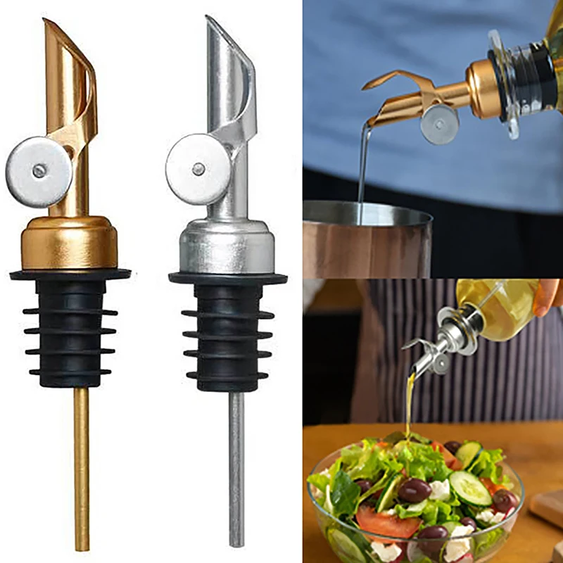 1Pcs Weighted Stainless Steel Pourers, Auto Flip Olive Oil Dispenser Spout, Balsamic Vinegar Pour Spouts