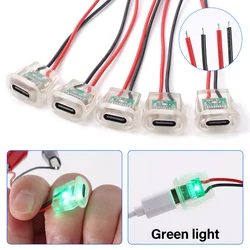 1/5pcs  2pin Type C 5A Input type Charging Socket With LED lights Plate Waterproof USB-C Power Port TYPE-C Female Connector Jack