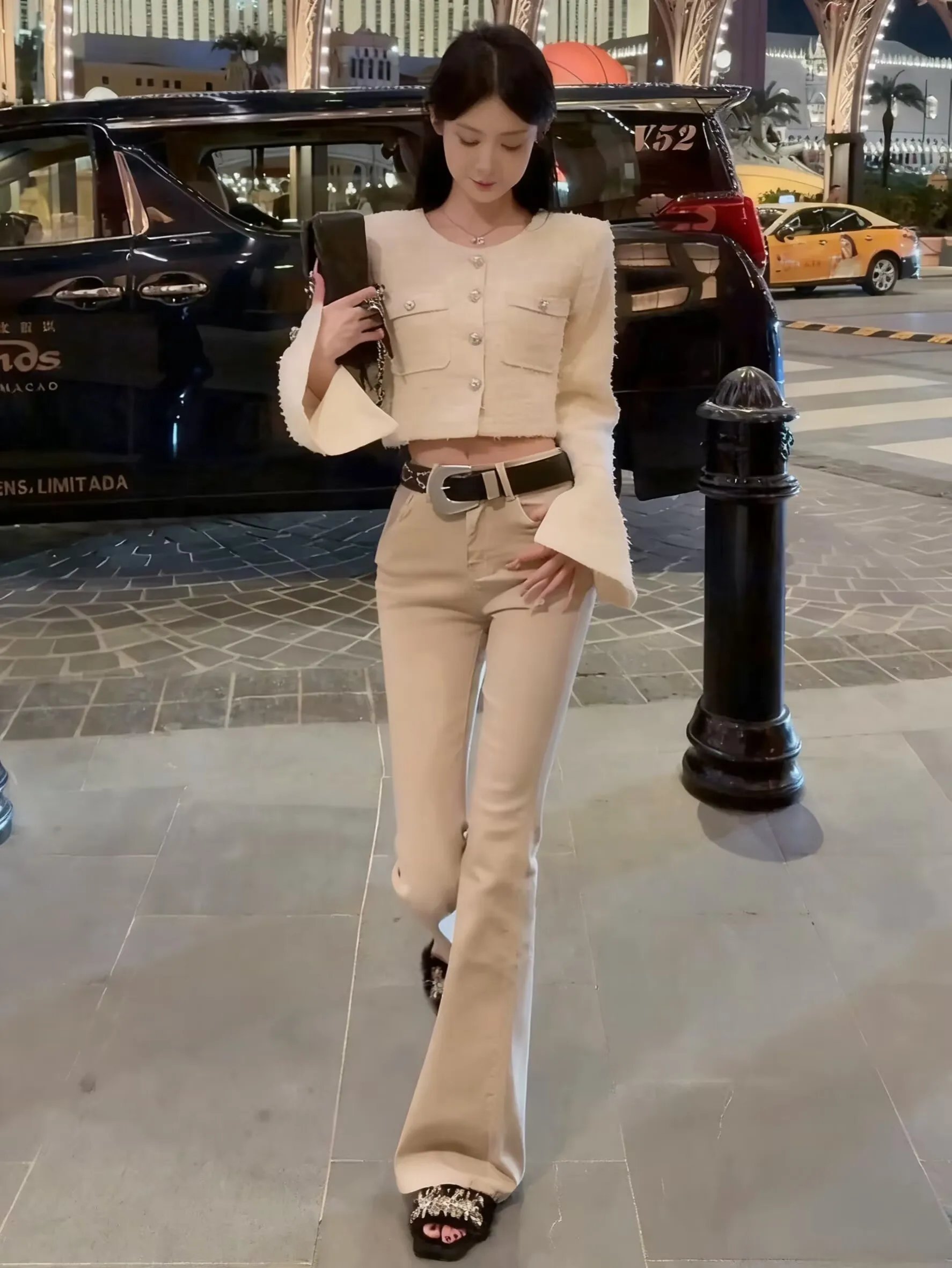 

High Waist Slim Fit Casual Jeans Women's Spring Autumn New Sle Elastic Cotton Denim Pants Tummy Control Bootcut Long Trousers