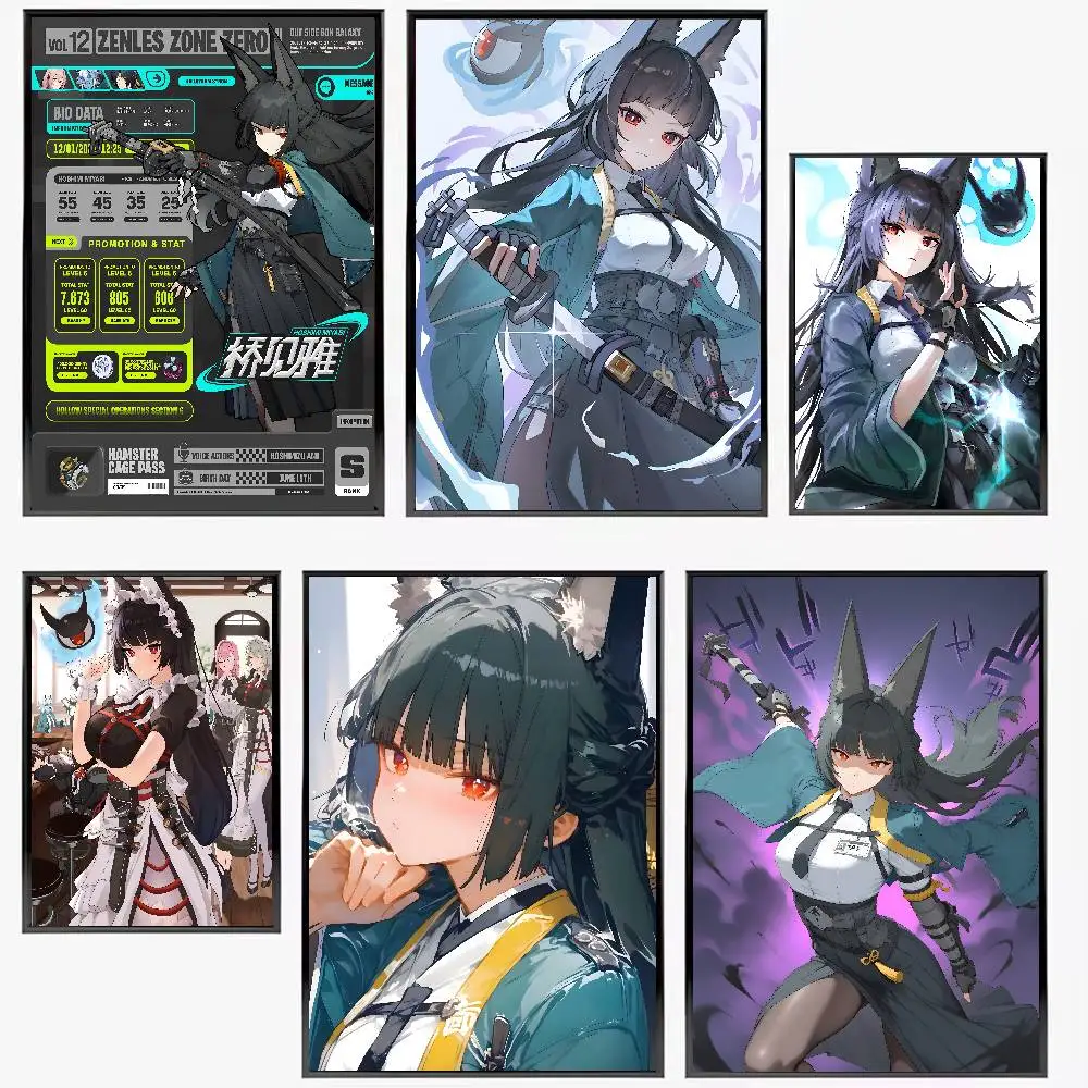 Game Zenless Zone Zero Hoshimi Miyabi Posters High Quality Self-adhesive Wall Art Decorations Color Prints Sticky