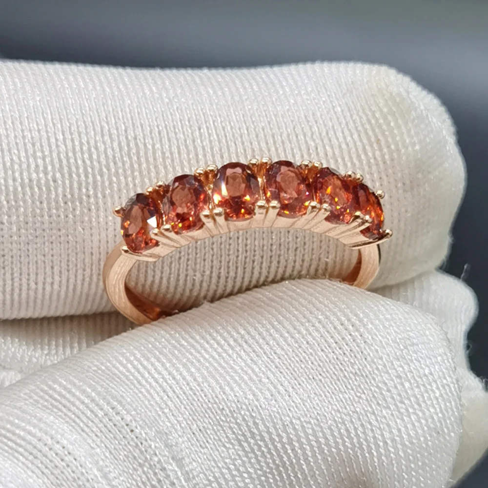 925 Silver Half Eternity Ring for Daily Wear 3mm*4mm Total 0.72ct Natural Garnet Ring 18K Gold Plating Garnet Jewelry