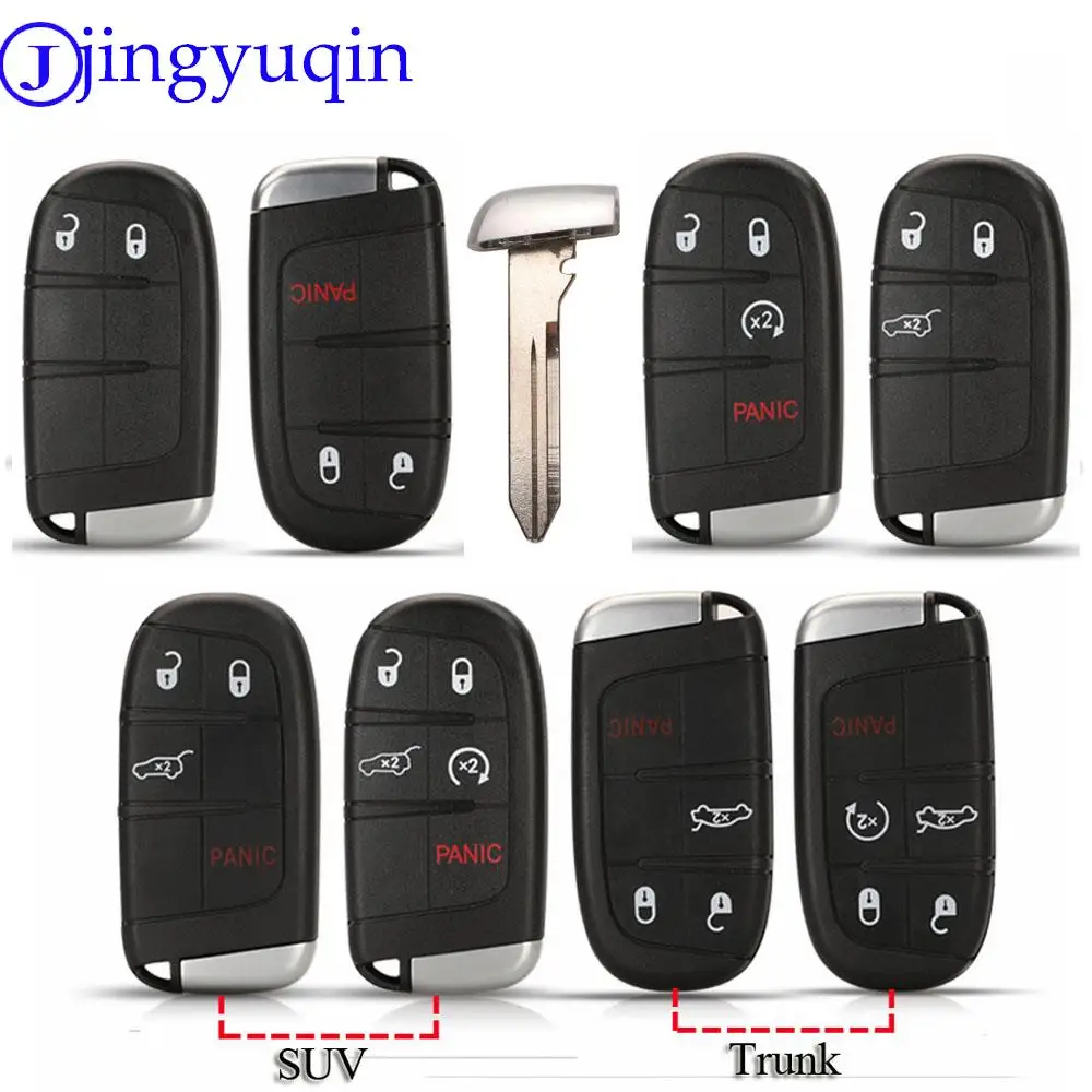 jinyuqin 2/3/4/5 Buttons Remote Car Key Shell For Jeep Grand Cherokee Dodge Ram 1500 Journey Charger Dart Challenger Durango