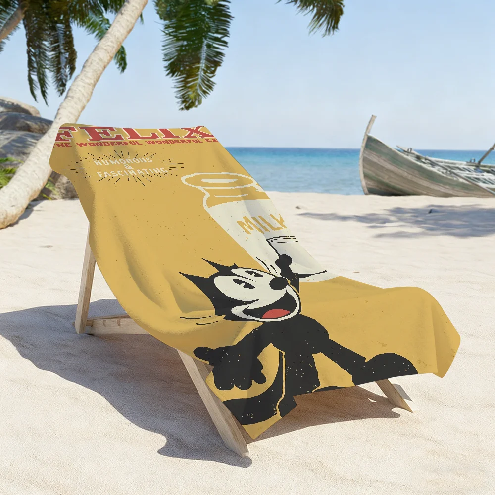 Funny F-Felix the Cat Cartoon Towel Soft Pool Gift For Travel Gym Shower Camping Quick Dry Sports Large Beach Towels