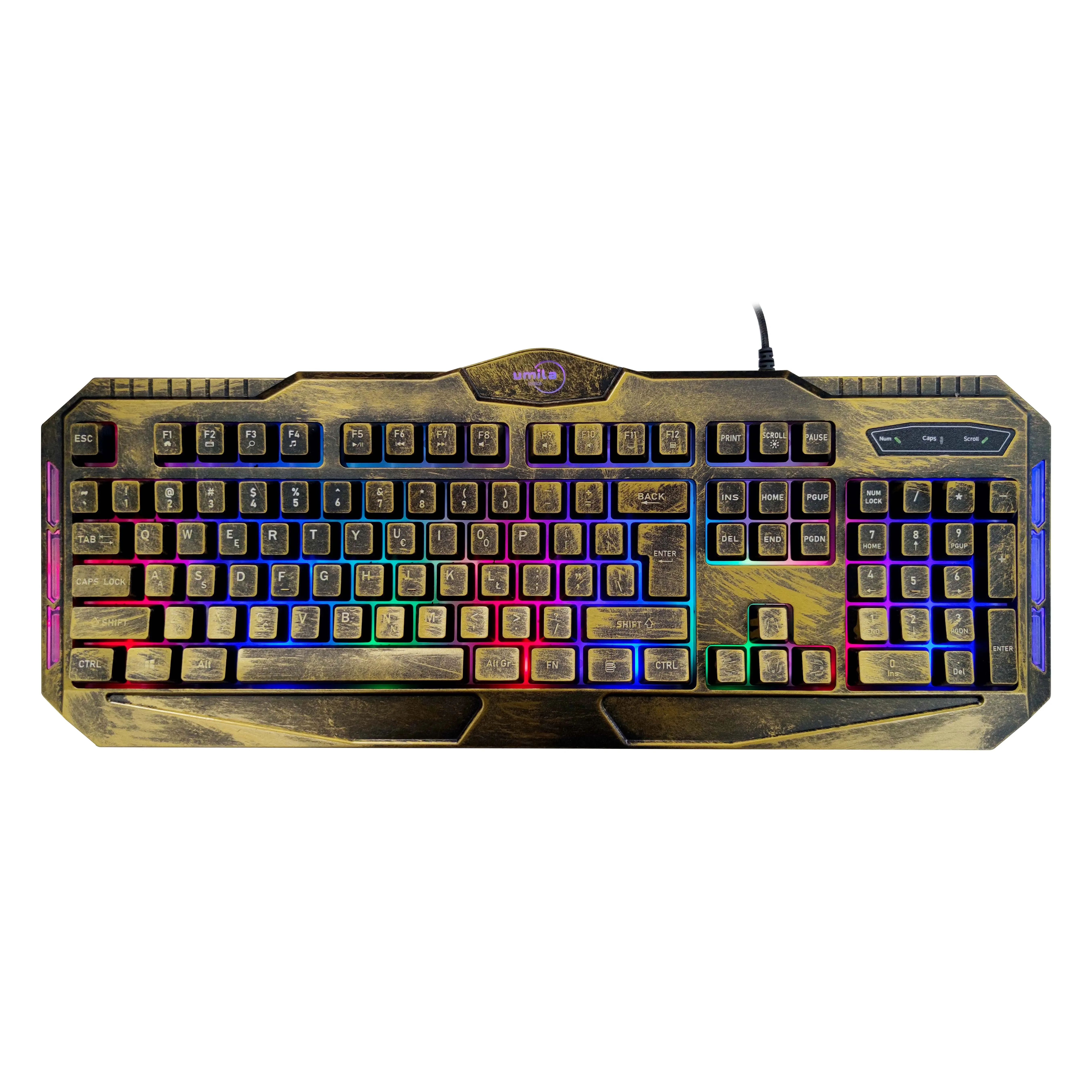 Game Mechanical Feel 104 Keys Pc Gaming Rgb Computer Gold Bronze Keyboard Wired Usb Retro Keyboards Backlight Vintage Keyboard