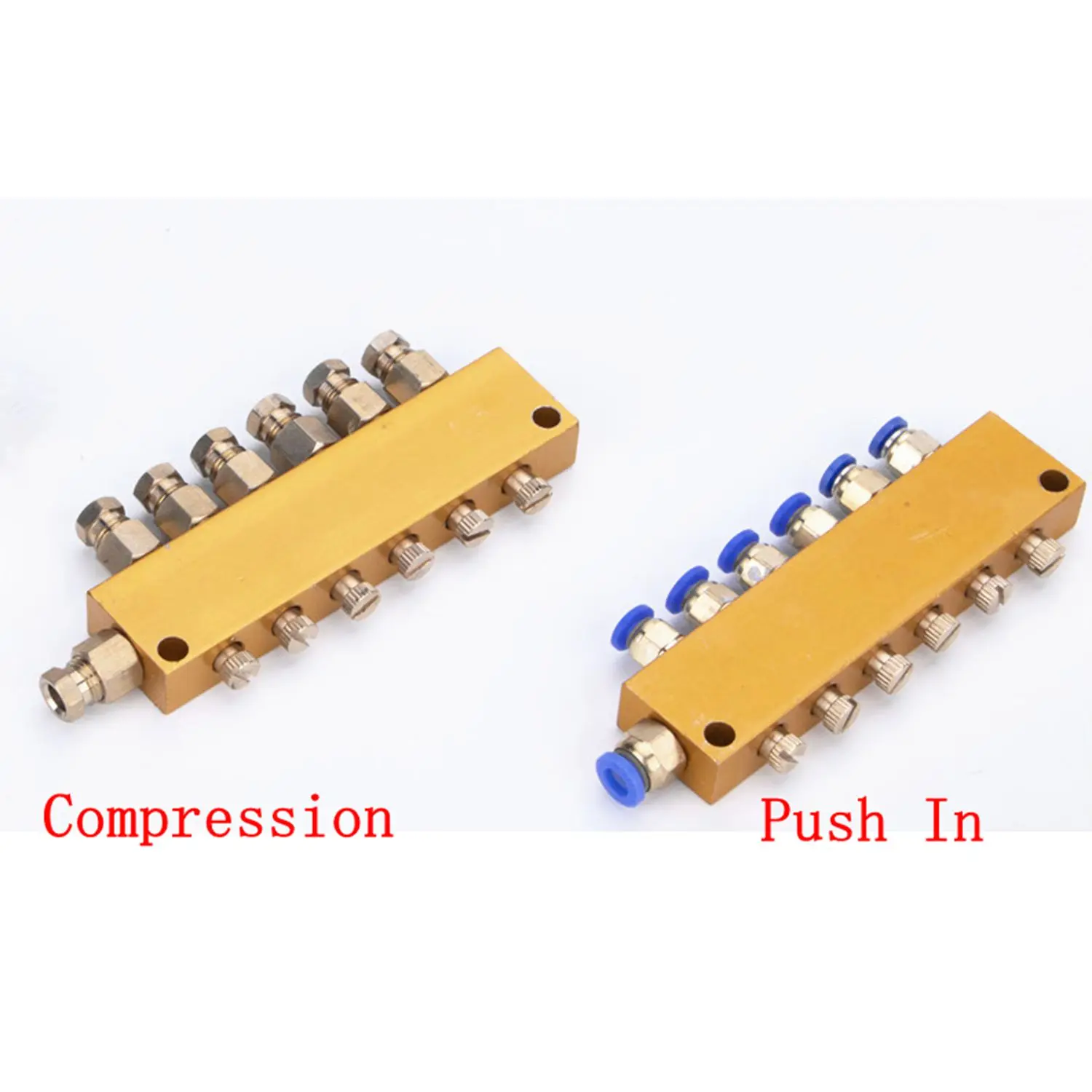 

2/3/4/5/6/7/8/9/10 Way 6mm In 4mm Out Compression / Push In Brass Adjustable Lube Oil Distributor Value Manifold Block