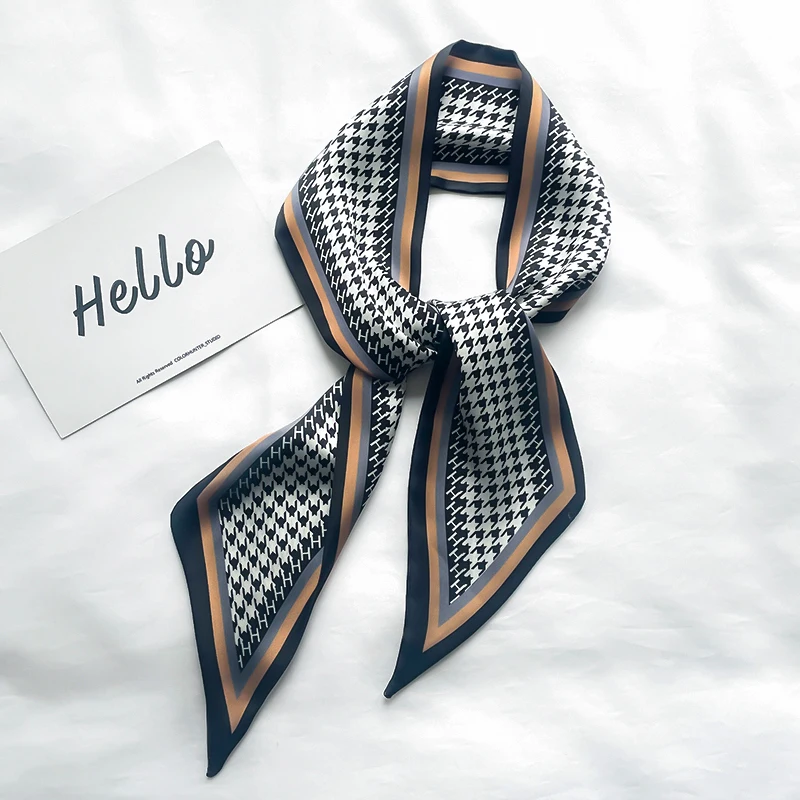 Женский клетчатый шелковый шарф Netie irt с галстуком-бабочкой, сумка, модная корейская сумка на весну, осень-зима, сезонное полиэфирное волокно