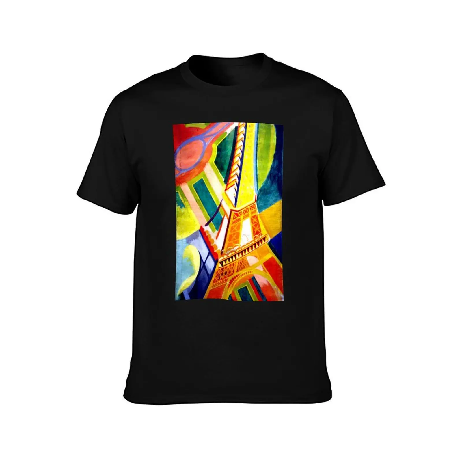 The Eiffel Tower by Robert Delaunay T-Shirt, Summer Casual Cotton Tee, Oversized Streetwear Tops, Vintage Graphic Print