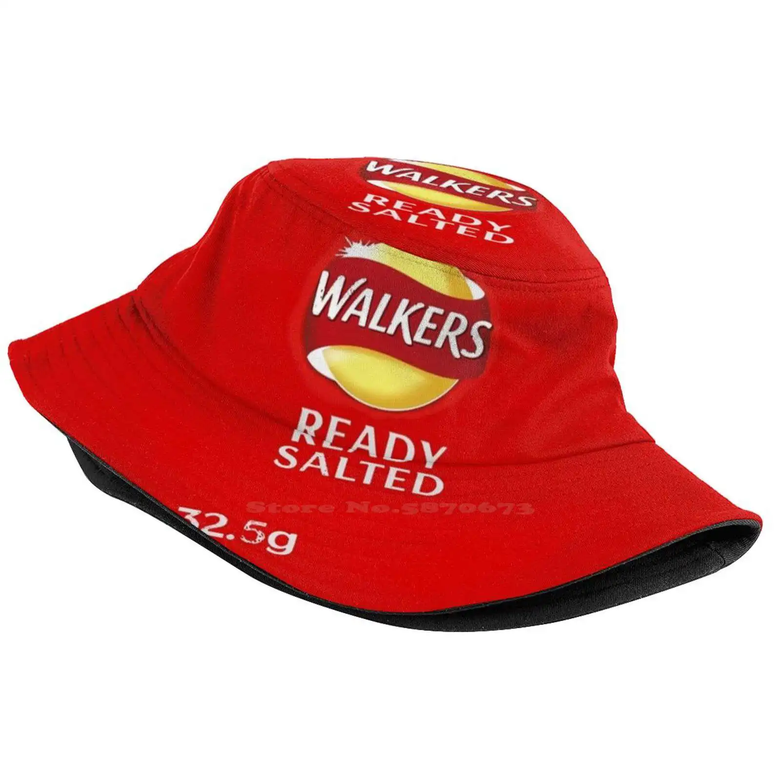 Walkers Ready Salted Crisps Design Bucket Hat Beach Tourism Hats Breathable Sun Cap Ready Salted Salty Plain Junk Walkers