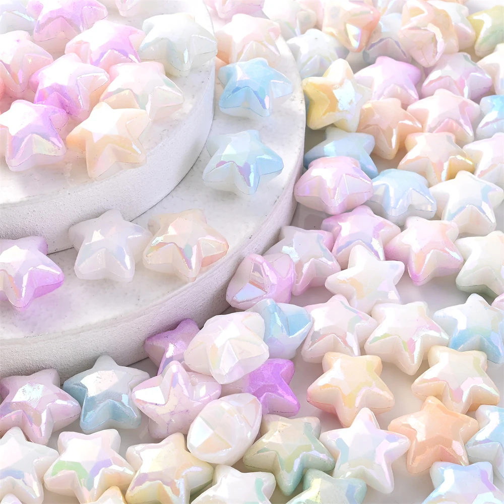 10 Stück 19 mm Macaron-Farbverlauf AB Flash Star Acrylperlen DIY Schmuckherstellungszubehör für Armbänder, Ohrringe, Halsketten – Detail 5