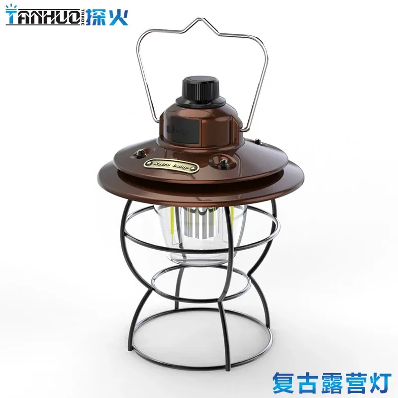 Outdoor Multi-functional Camping Tent Lamp Retro Camping Lamp Camp Atmosphere Portable Warm Light Wholesale