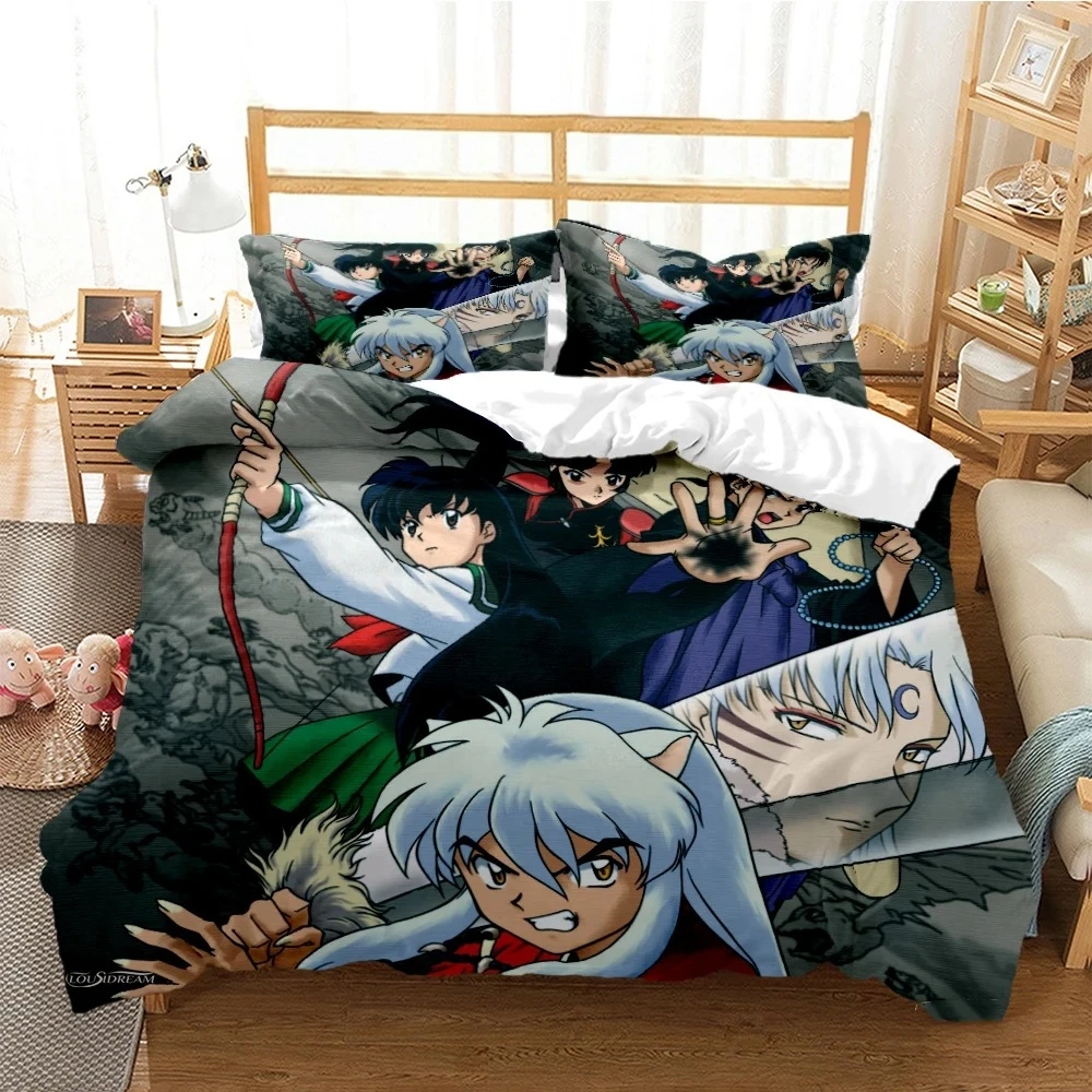 Cartoon Anime Inuyasha All Season Duvet Cover Comforter Bedding sets Soft Quilt Cover and Pillowcases SingleDoubleQueenKing