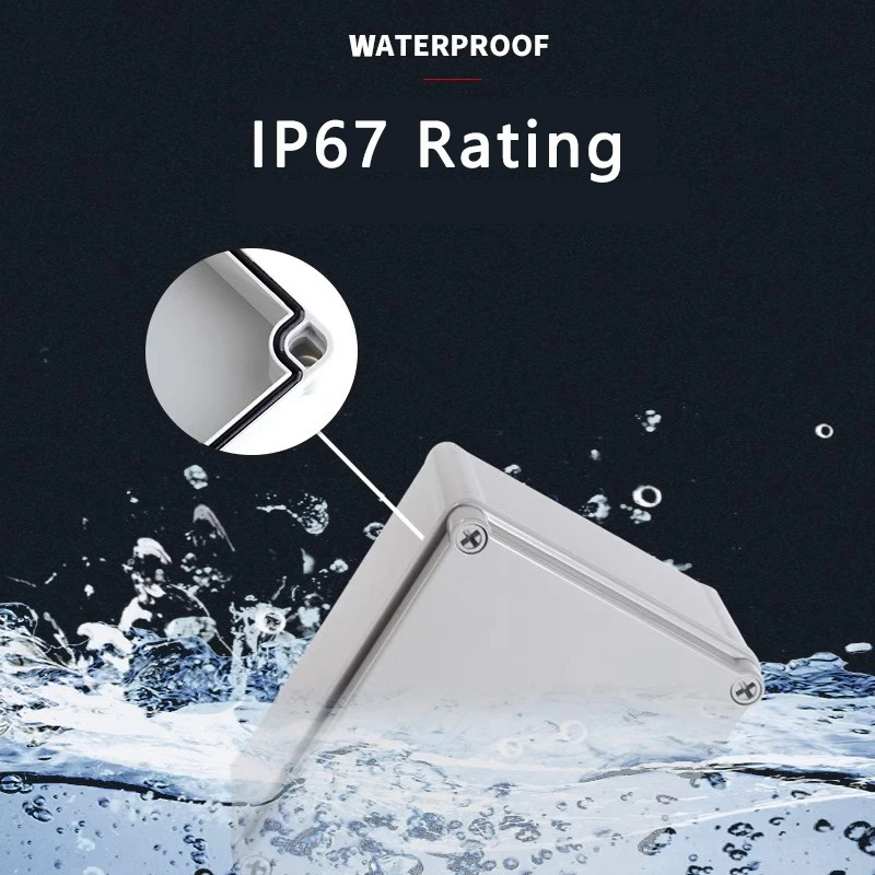 IP67 Graue/transparente Abdeckung für den Außenbereich, wasserdichte Anschlussdose, ABS-Kunststoffgehäuse, Schraubkabel, versiegelte Gehäuse für Elektronik