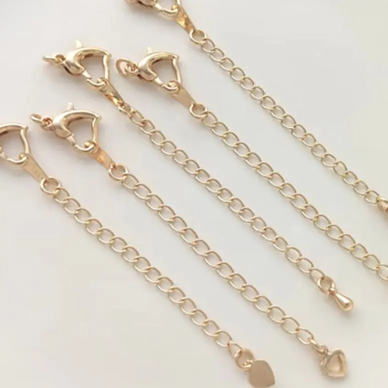 

14-каратное позолоченное удлинительная цепочка с пряжкой-лобстером в форме сердца для браслета «сделай сам», ожерелья, цепочка с хвостом любви, аксессуар для изготовления ювелирных изделий