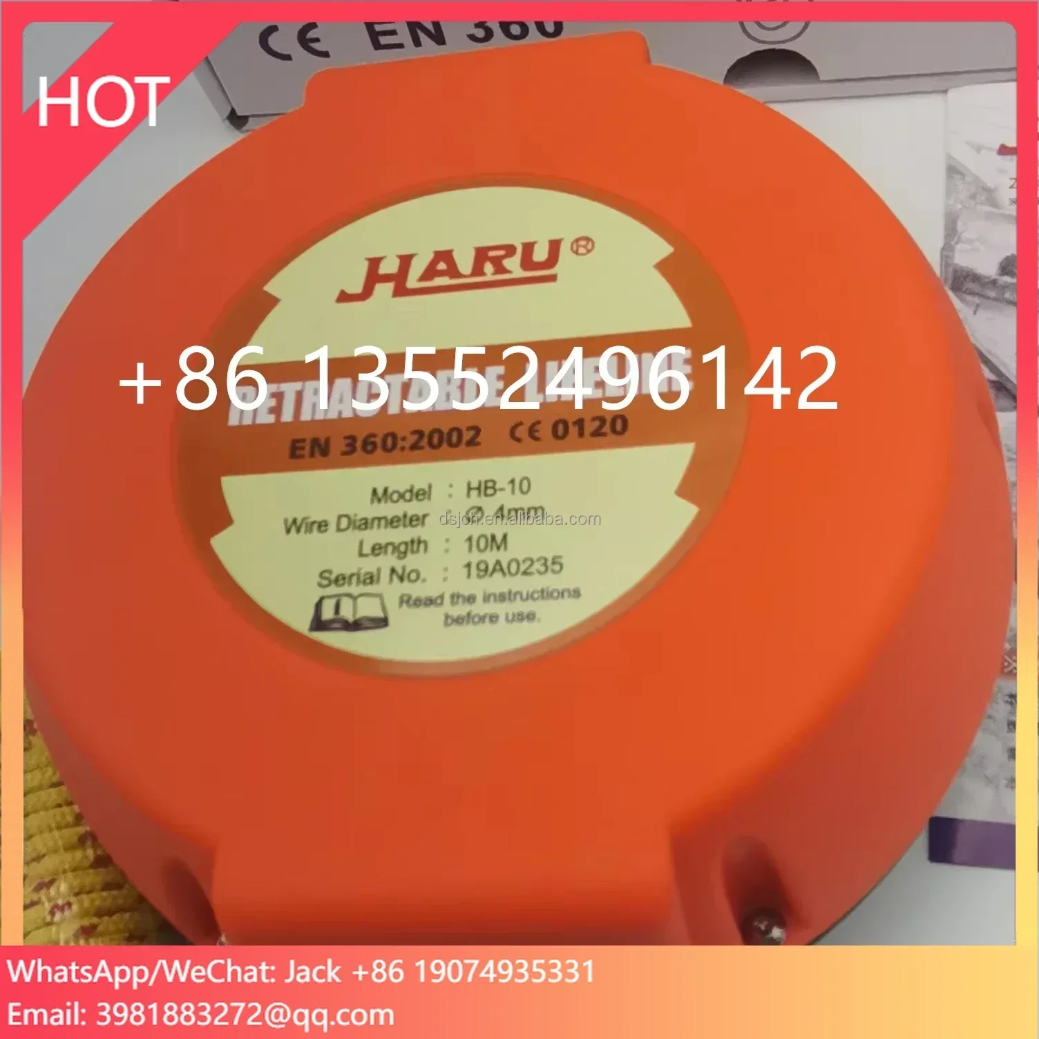 

HARU HB-10 Retractable Safety Self Retracting Lifeline Fall Arrestor 10m Fall Protect Wire Rope Fall Arrester