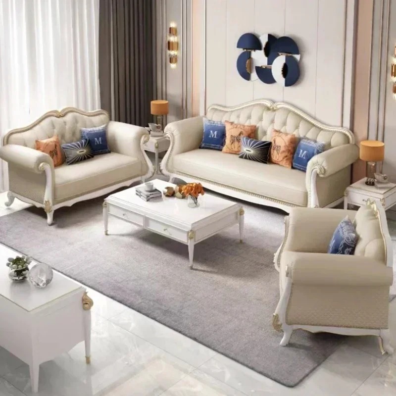 Modern Luxury Europe Living Room Sofa - Designer Sectional Puffs Lounge Modular Wood Divano Letto Home Furniture