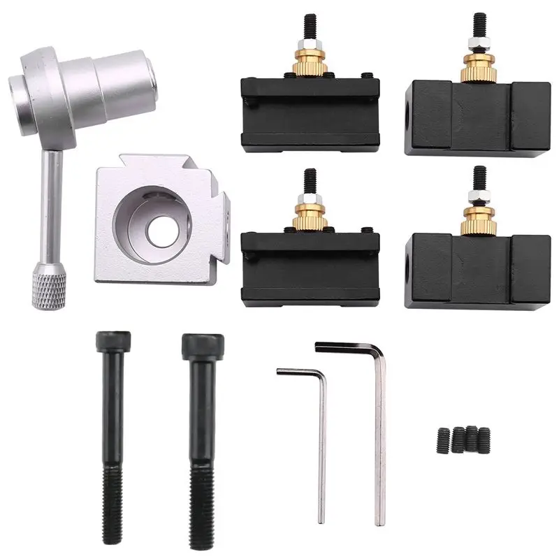 

AB15-2X Mini CNC Lathe Tool Holder Quick Change Tool Post Cutter Holder Screw Kit Set Boring Bar Turning Facing Holder Wrench