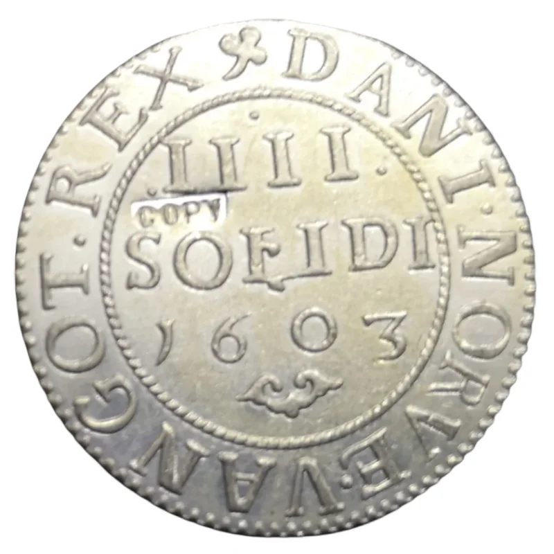 

1603 Denmark 4 Solidi/Skilling-Christian IV Largesse Issue Silver Plated Copy Coin UNC