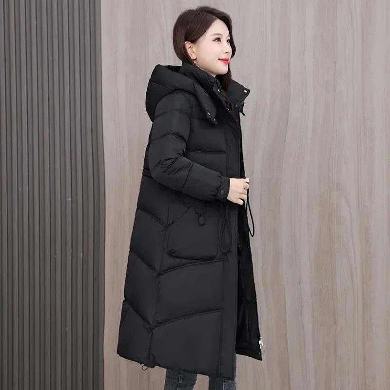 2024 Winter Hooded Jacket Women Parkas New Down Cotton Jackets Ladies Loose Long Casual Thicken Warm Waterproof Female Outwear