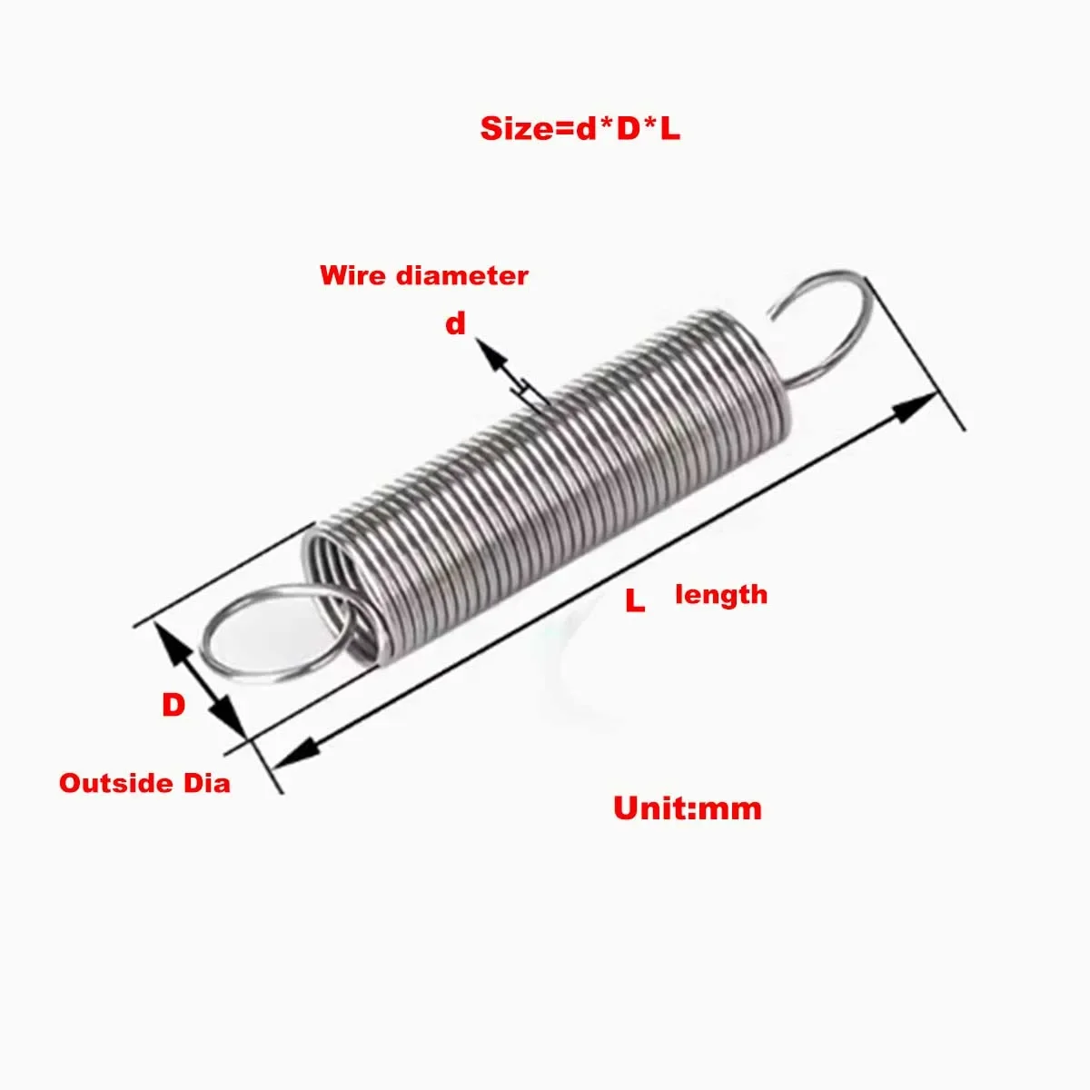 

304 Stainless Steel Tension Stretching With Hooks, Small Tension Springs