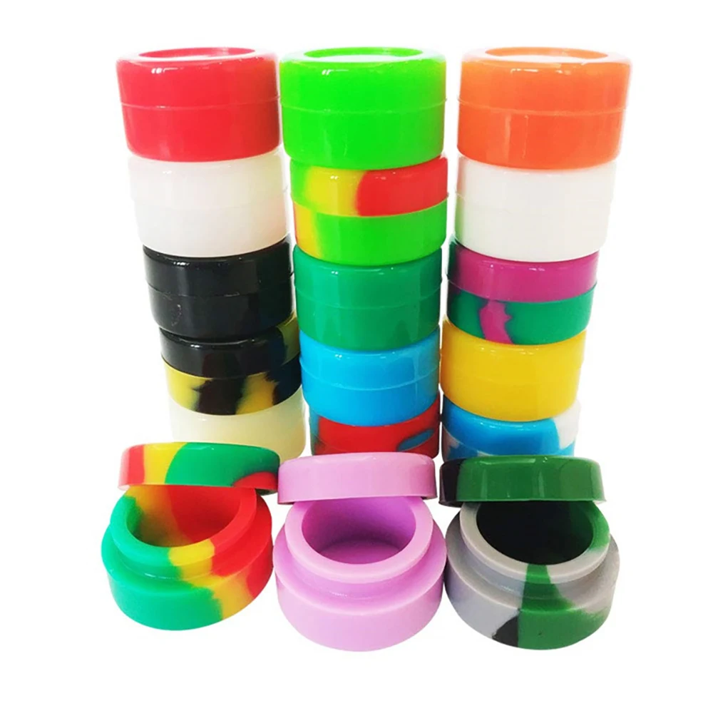 5/8/10Pcs Silicone Container 2/3/5ML Non-stick Oil Wax Storage Box Silicone Jar Travel Face Cream Liquid Ointment Container