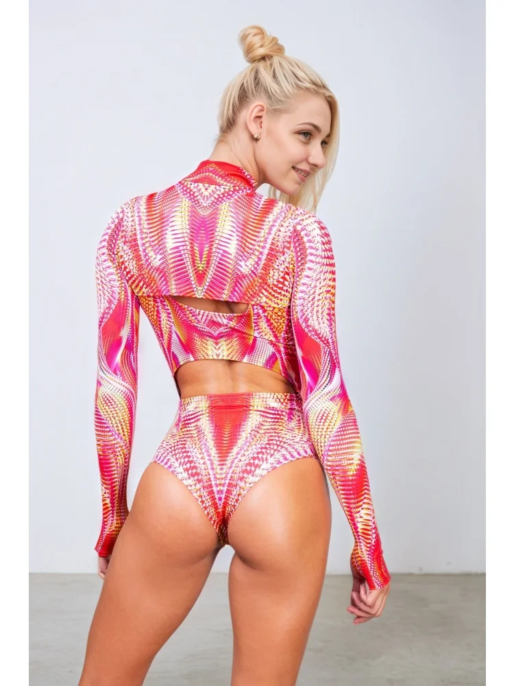 IOOTIANY Sexy Graffiti-Strumpfhose Badeanzug Mantel Karneval Offenes Herz Weste Bodysuit Leotard Gothic Cosplay Party Rollenspiel Bademode – Detail 8