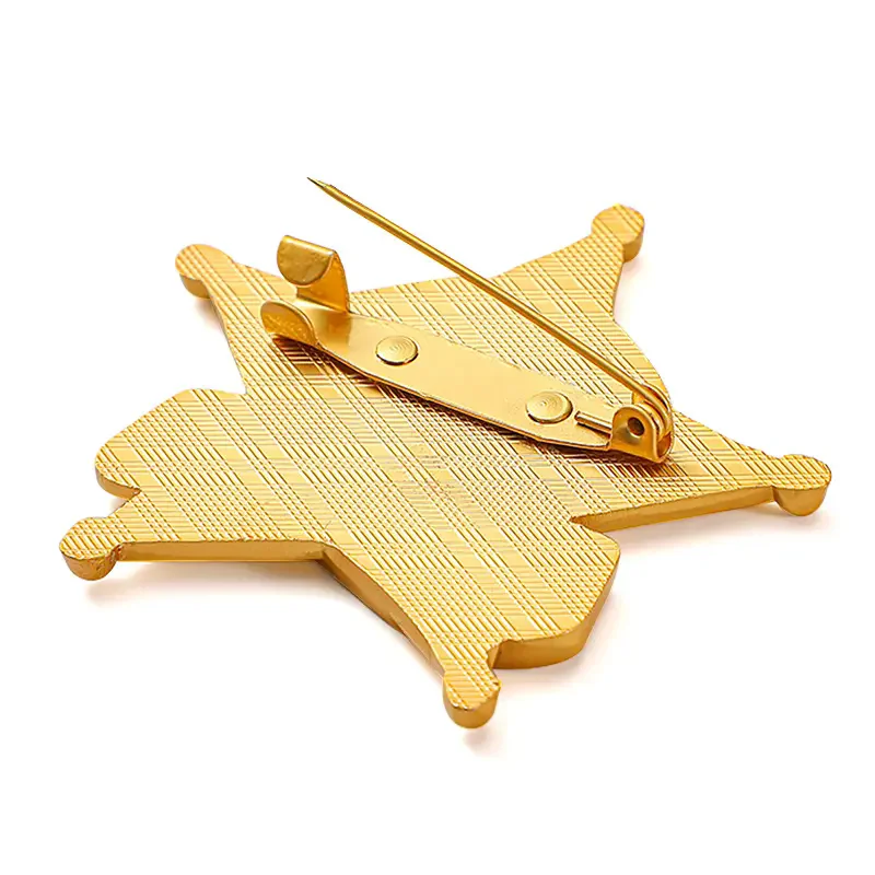 Manufacture Supplier Custom Pin Metal Star Wings Pin Badge Laser Engraving for Souvenir Badges