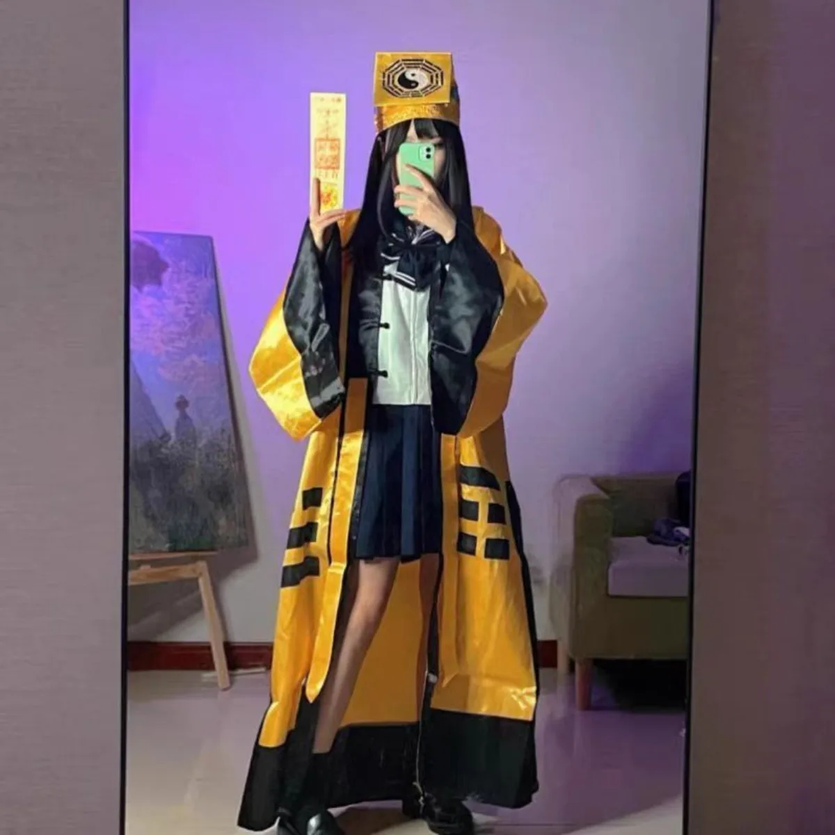 

Даосский священник, халат Багуа, костюм, полный комплект, Хэллоуин, косплей, маошань, дышащая одежда для тай-чи, багуа, стиль Лин Чжэнси