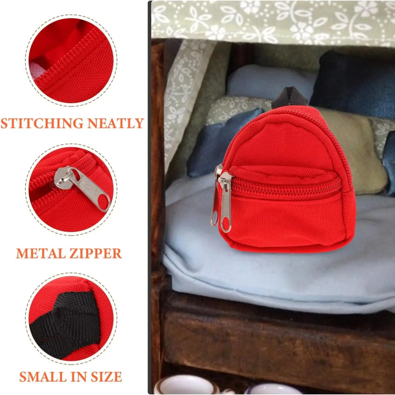 Mini Nylon Backpack Keychain Coin Purse Portable Zipper Pouch for Earbuds Coins Keys Colorful Cute Bag Charm for Women Men