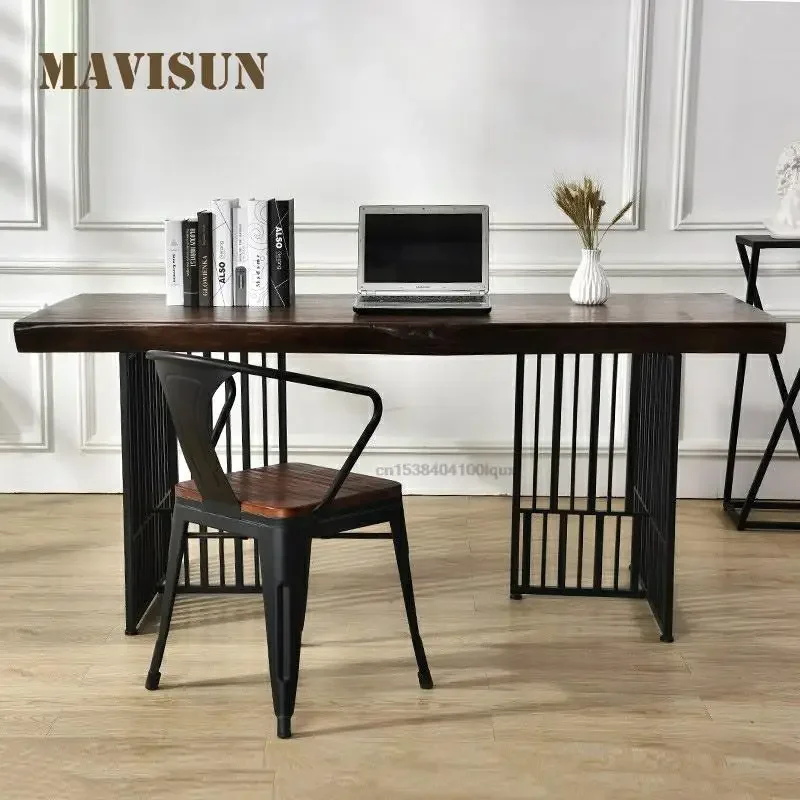 

American Industrial Style Classical Solid Wood Bar Large Conference Table 2m Iron Study Desk Computer Table And Chair For Office