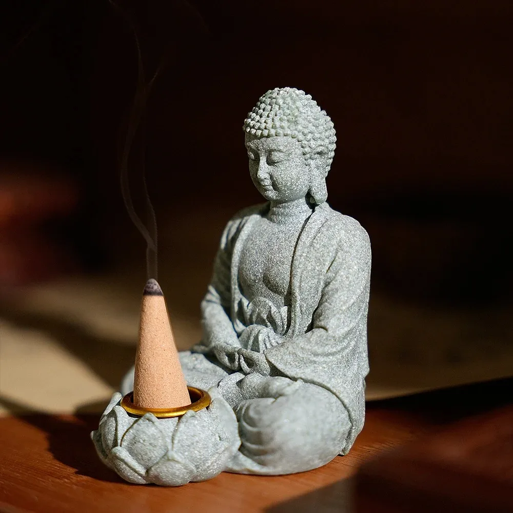Household Aromatherapy Decorations New Chinese New Ornaments Living Room Zen Tea Desktop Crafts Small Sitting Buddha Sculpture