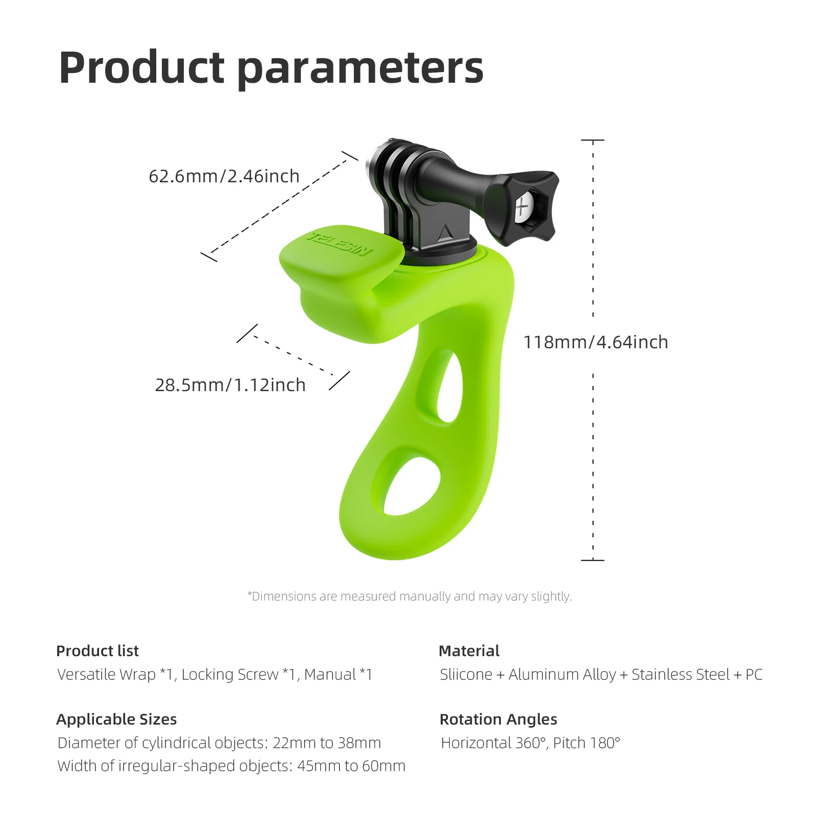 TELESIN-Mini soporte Flexible adaptable de sílice para cámara de acción, accesorios para Cámara de Acción Gopro Insta360 DJI