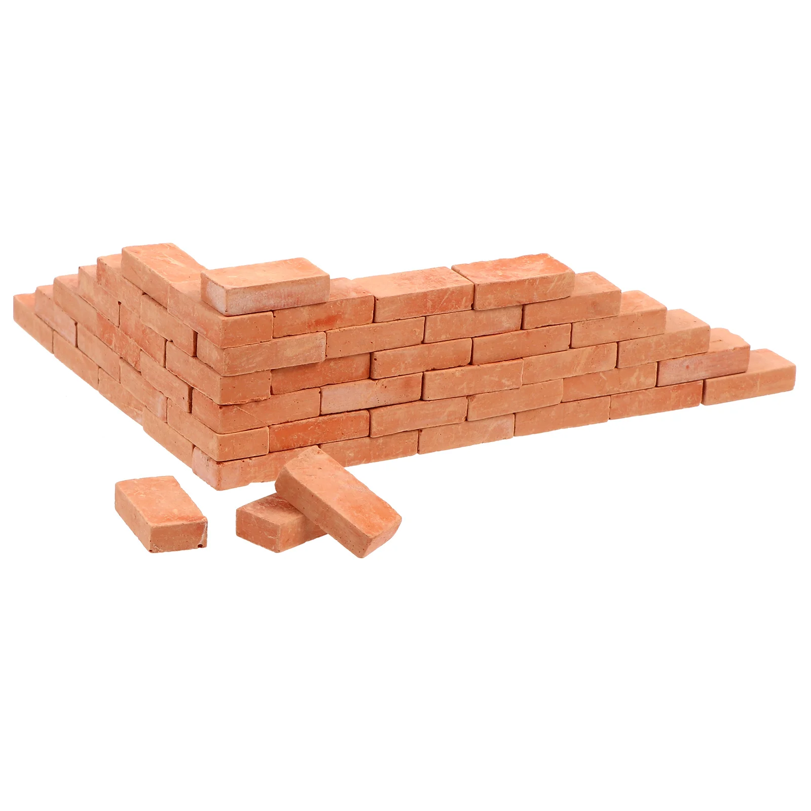 50 Pcs Simulated Brick Toy Red Decor Mini Adornment DIY Micro Landscape Accessories Floor Ornaments Small