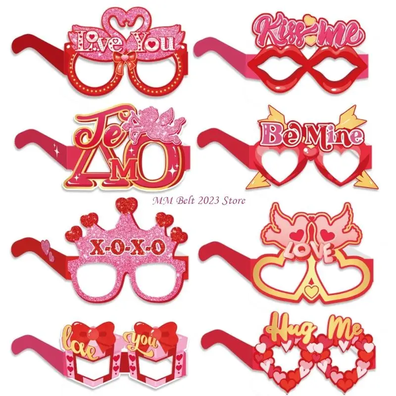 49ME Paper Valentines Day Eyeglasses Valentines Glasses Photo Booth Props Birthday Gifts,Valentines Party Supplies Gifts
