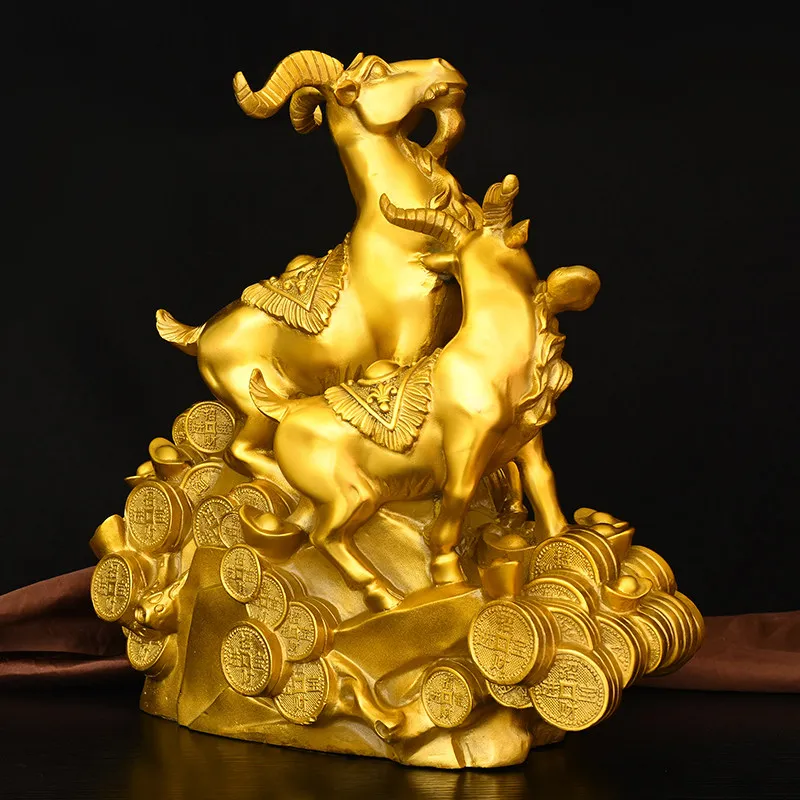 Copper Three Bring Bliss Decoration Bellwether Home Living Room Office Decorations Chinese Zodiac Sign of Sheep Crafts