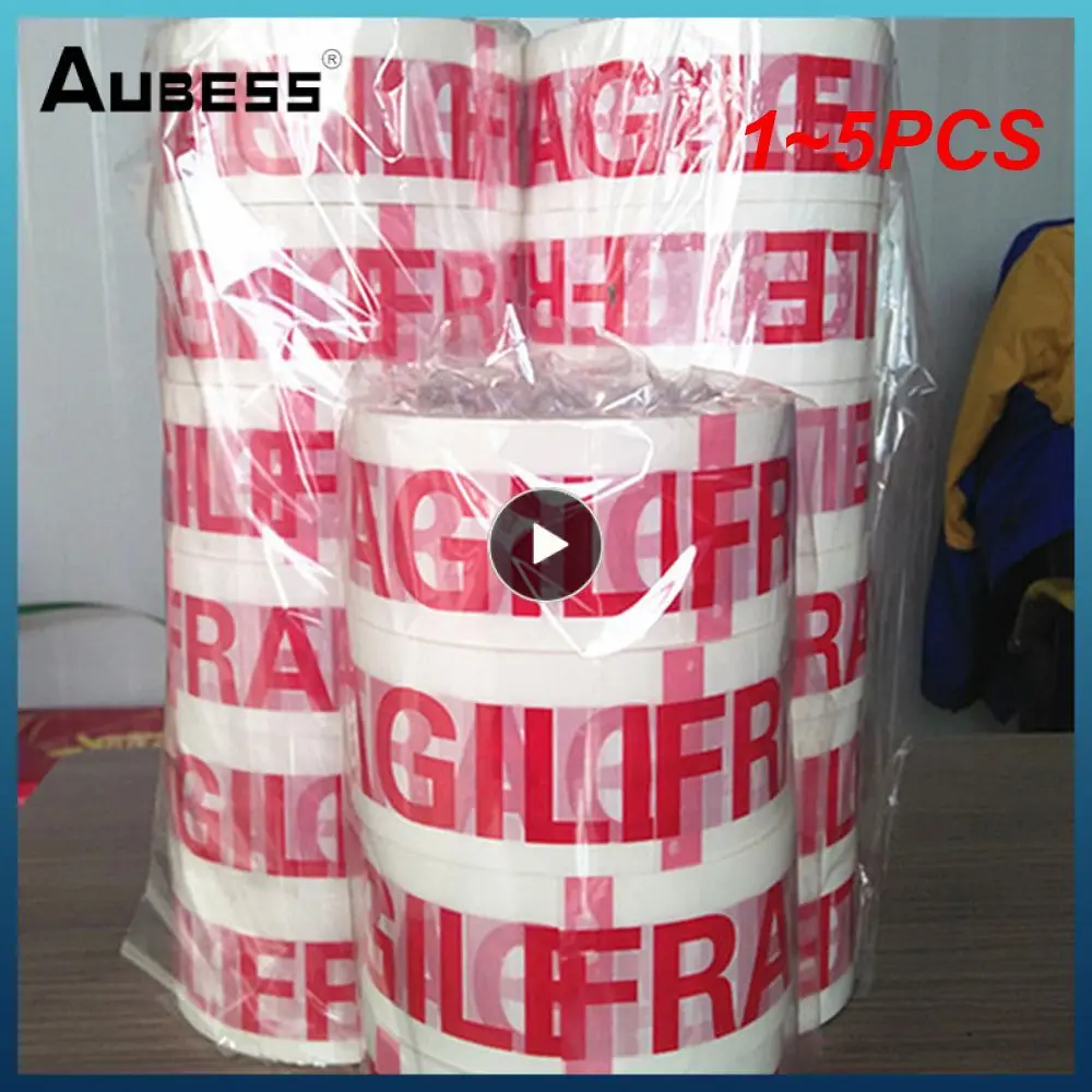 1~5PCS 1Roll 66Meters Fragile Red Safety Adhesive Warning Tapes Sticker Goods Package Accessories