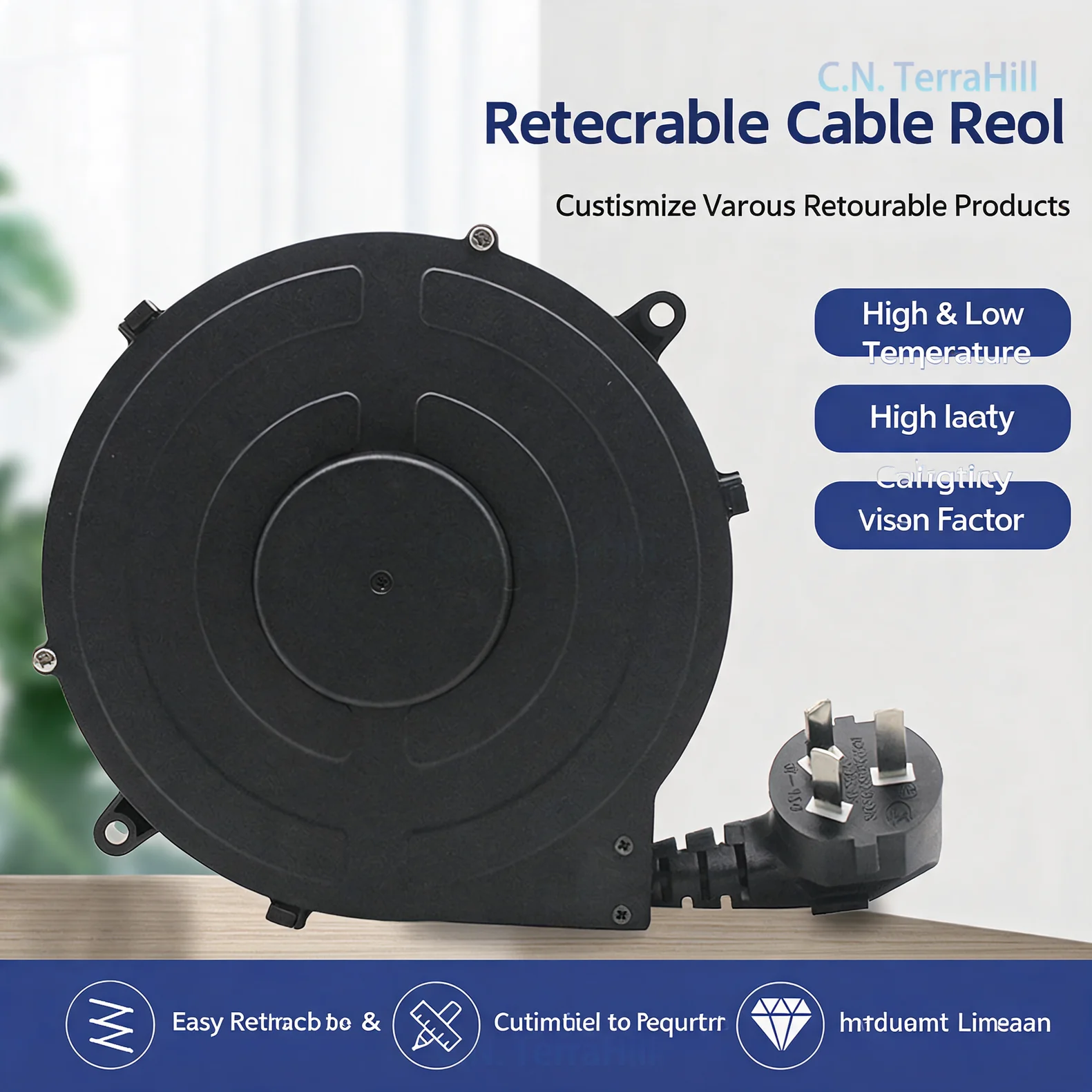 Retractable Extension Cord Reel Portable Cable Organizer for Home Appliances Power Cord Storage