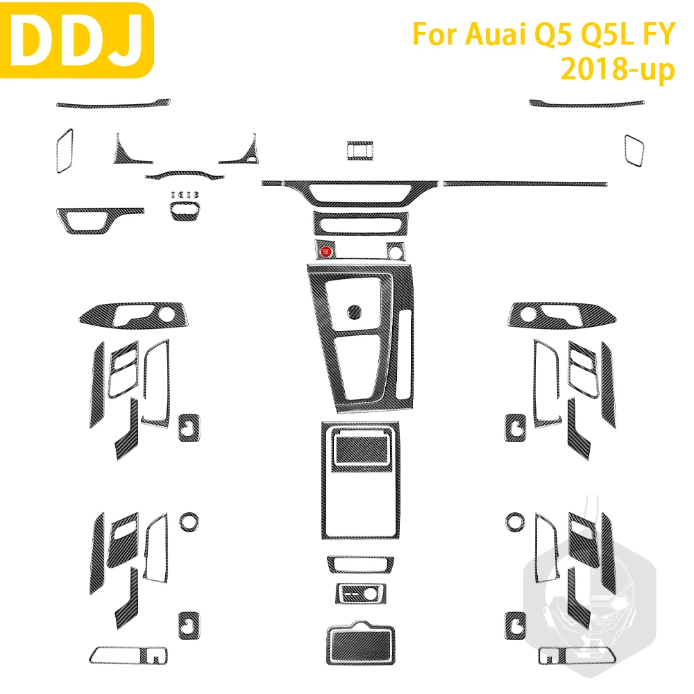 For Audi Q5 Q5L FY 2018 2019 2020-up Accessories Carbon Fiber Interior Door Air Conditio Vent Display Gear Cuphold Trim Sticker