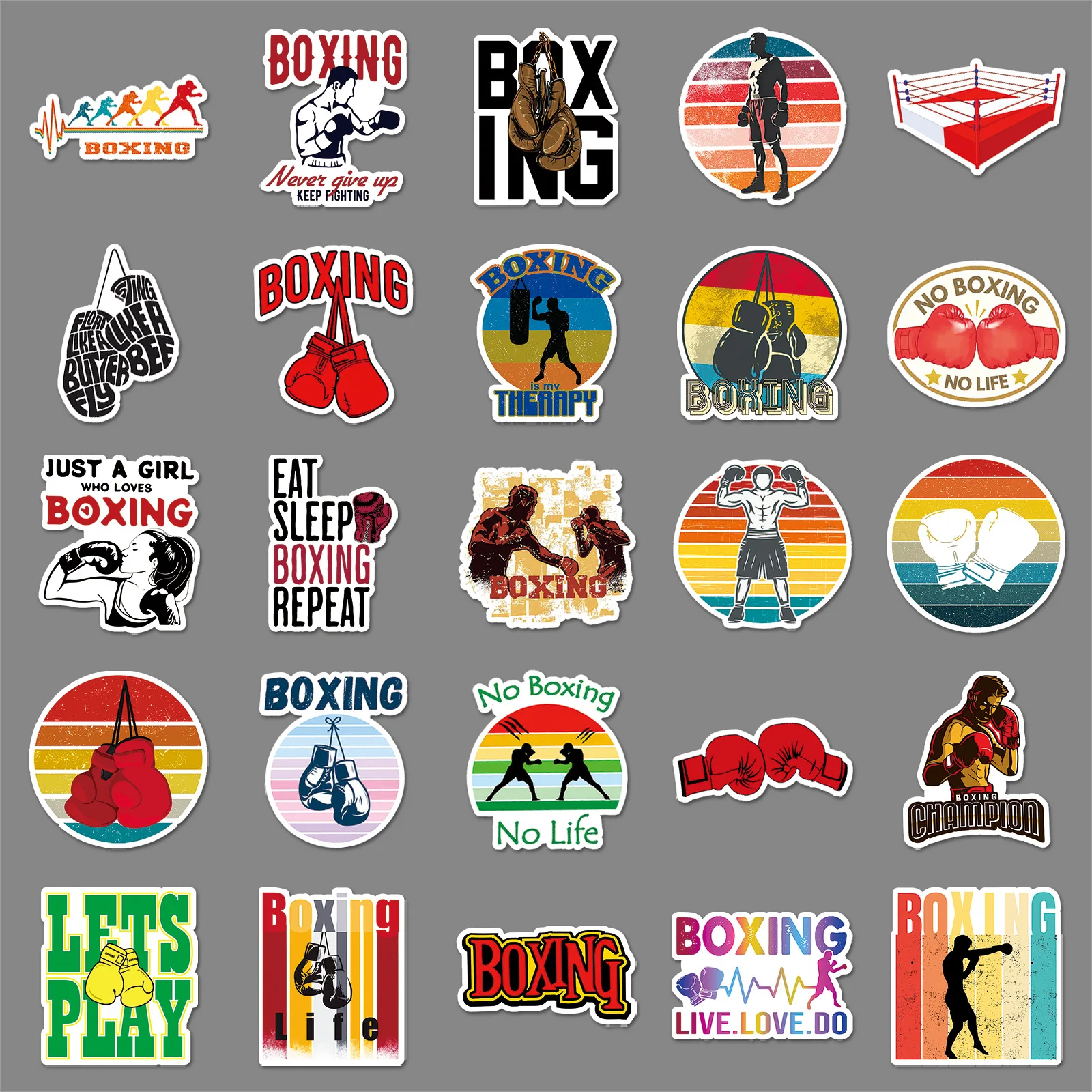 

50PCS Sports Boxing Stickers Cartoon Personality Cool Graffiti Waterproof Decals Creative DIY Wardrobe Stationery Box Diary