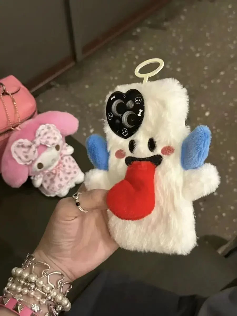 Plush Angel Ghost Suitable for iPhon 15 Phone Case Cute Tongue Spitting Ghost iPhone 14/13 Promax Phone Case All Inclusive 12/11