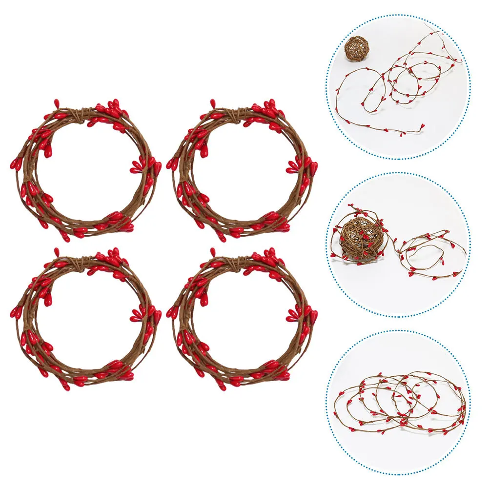 

4Pcs Artificial Red Berry Rattan Christmas Fake Pip Berry Garland DIY Craft Home Decoration Festival Props Christmas Ornaments