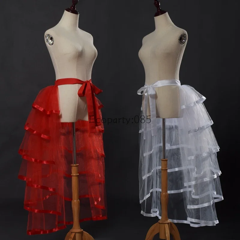 Sexy Steampunk Cocktail Party Tie-on Overskirt Gothic Tulle Skirt Women Punk Puffy Ruffle Tutu Bustle Skirts for Female New