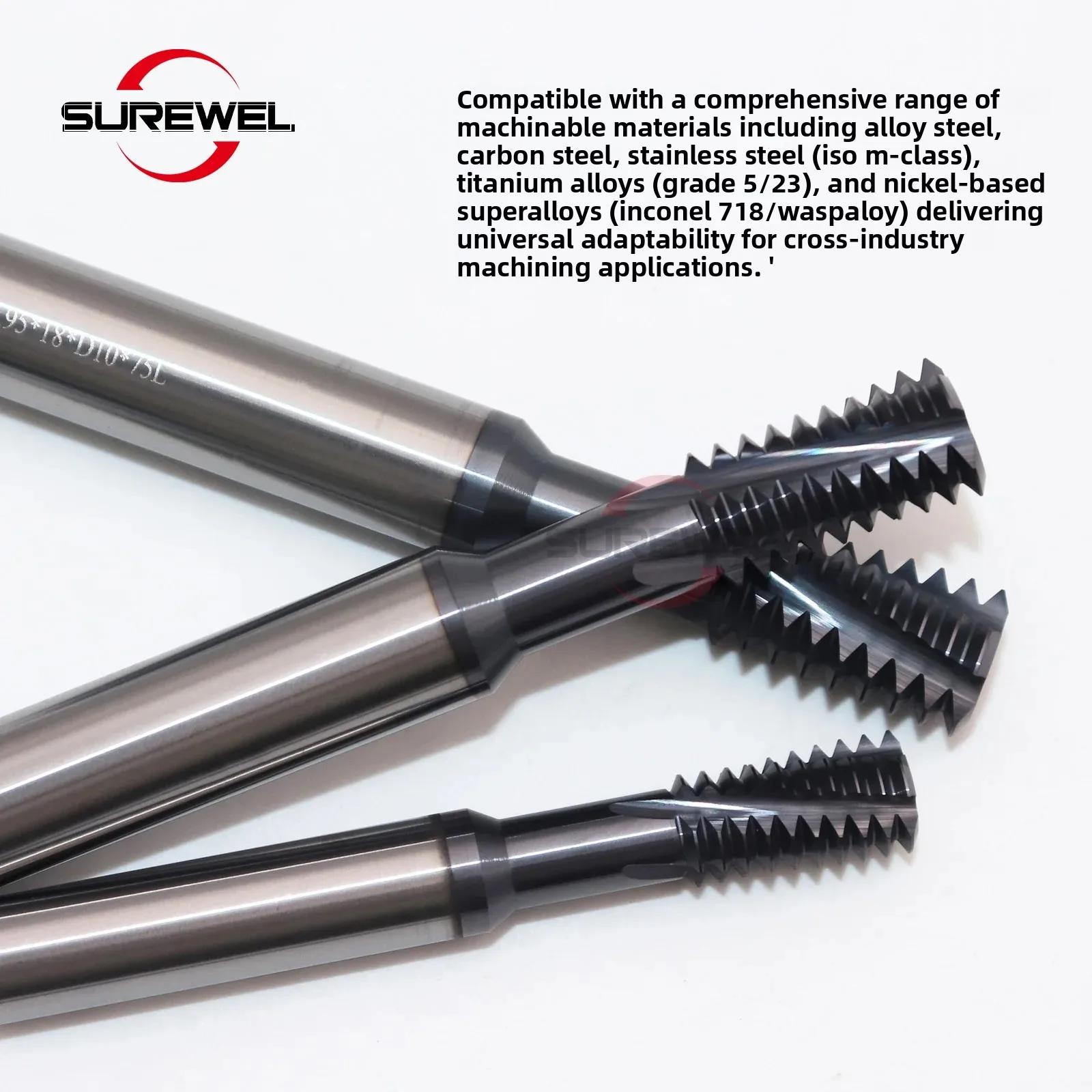 SUREWEL HRC65 قواطع طحن ذات أسنان كاملة و3 فلوت بتصميم هجين ذو قسم ذهبي، مقاومة للكسر العسكري #6