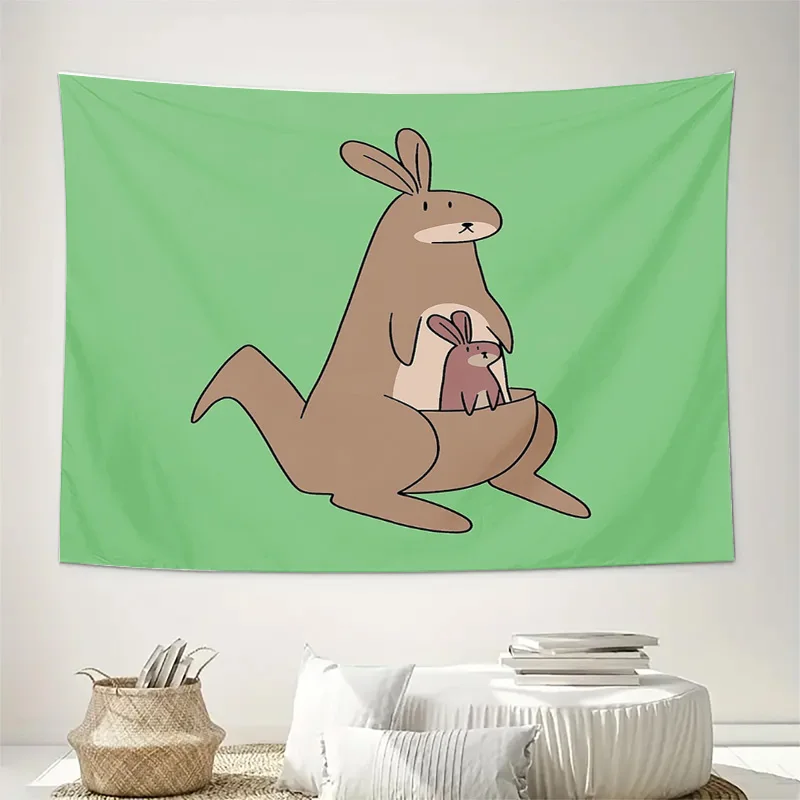 Cute Kangaroo Wall Tapestry Forest Animal Nature Tapestry Home Decor Aesthetic Room Tapestry Bohemian Dorm Decor Gift