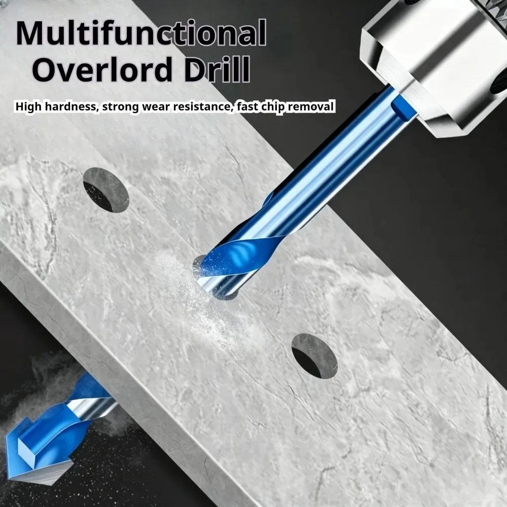 Blue Multi-Purpose King Twist Drill Bit Set, 7PCS Universal Carbide Tip Drill Bits Sizes 3/4/5/6/8/10/12mm