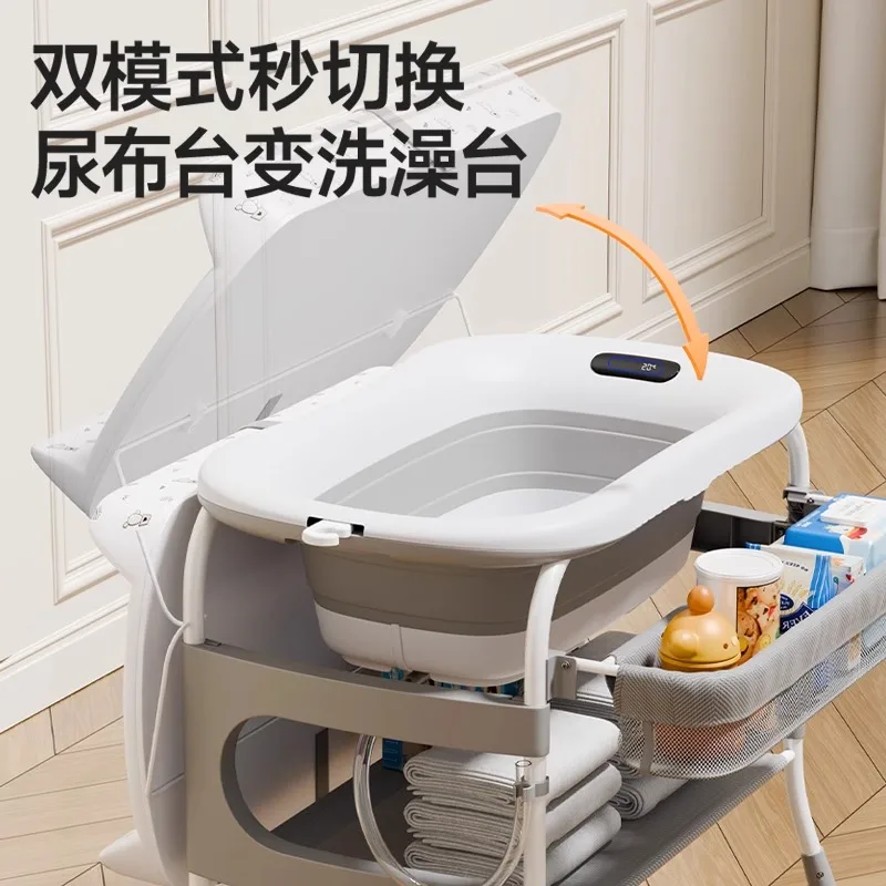 2-In-1 Diaper Table Baby Care Table Newborn Diaper Change Bath Massage Touch Baby Multifunctional Movable